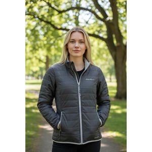 Eddie Bauer Women's Light Weight 2 Pocket Puffer Jacket Black Size 2XL